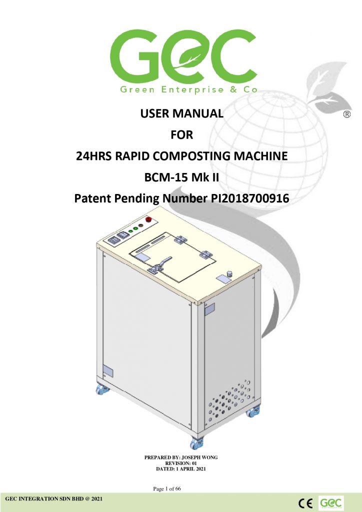 GEC Composting Machine | Composting Machine User Manual - bcm15 mk2 rev00_page-0001