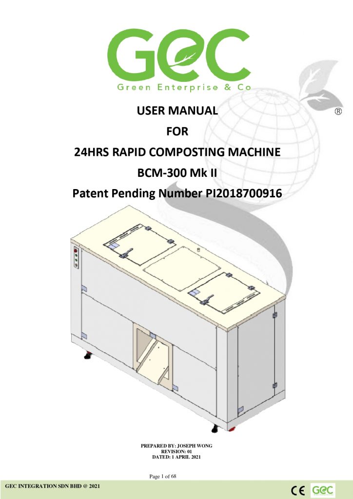 GEC Composting Machine | Composting Machine User Manual - bcm300 mk2 rev00_page-0001